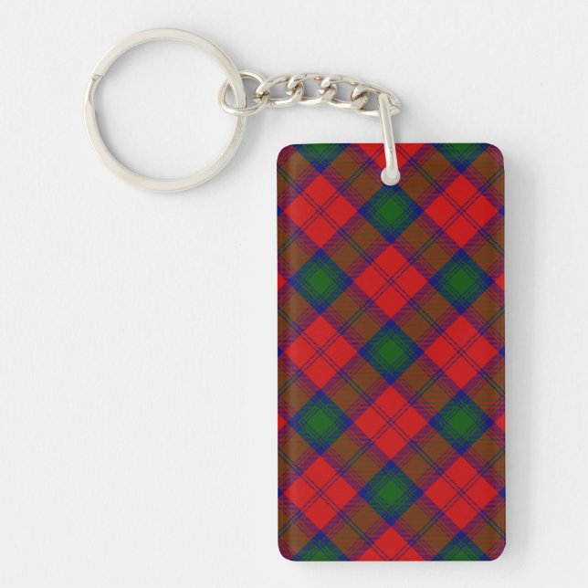 Lindsay tartan red green plaid key ring (Front)