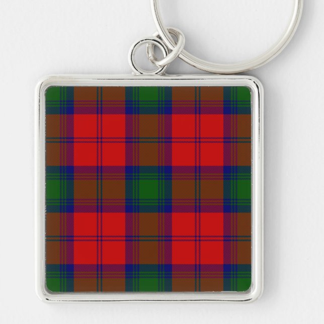 Lindsay tartan red green plaid key ring (Front)