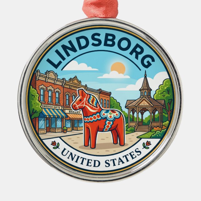 Lindsborg Kansas Metal Tree Decoration (Front)