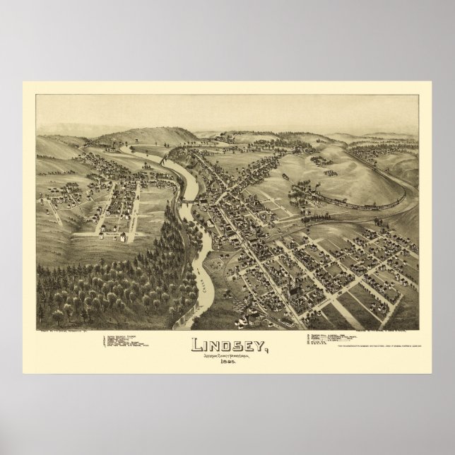 Lindsey, PA Panoramic Map - 1895 Poster (Front)