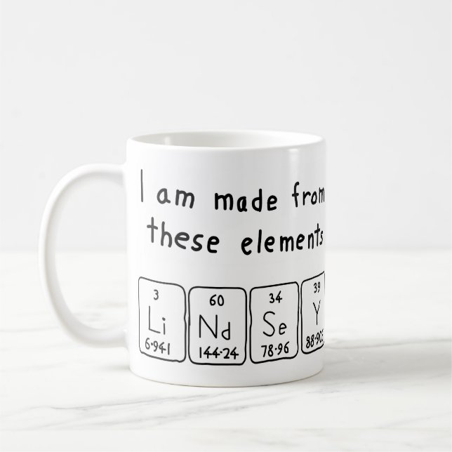 Lindsey periodic table name mug (Left)