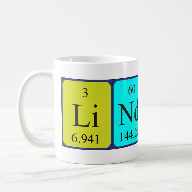 Lindsey periodic table name mug (Left)