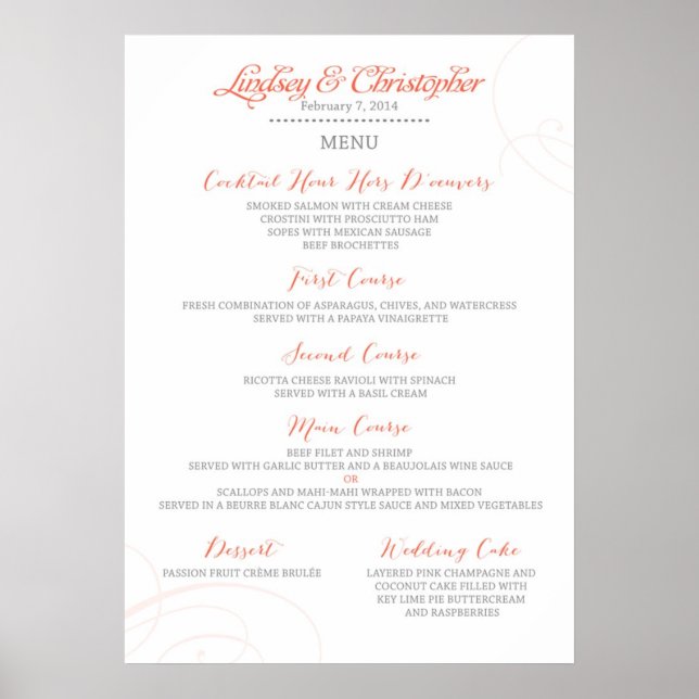 Lindsey's Menu Poster (Front)