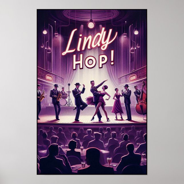 Lindy Hop Dance Hall Vintage Poster (Front)