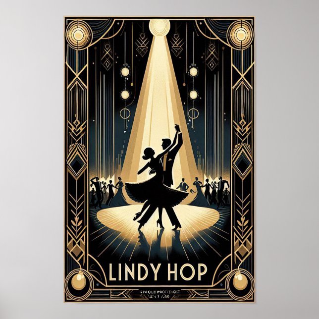 Lindy Hop Dance Hall Vintage Poster (Front)