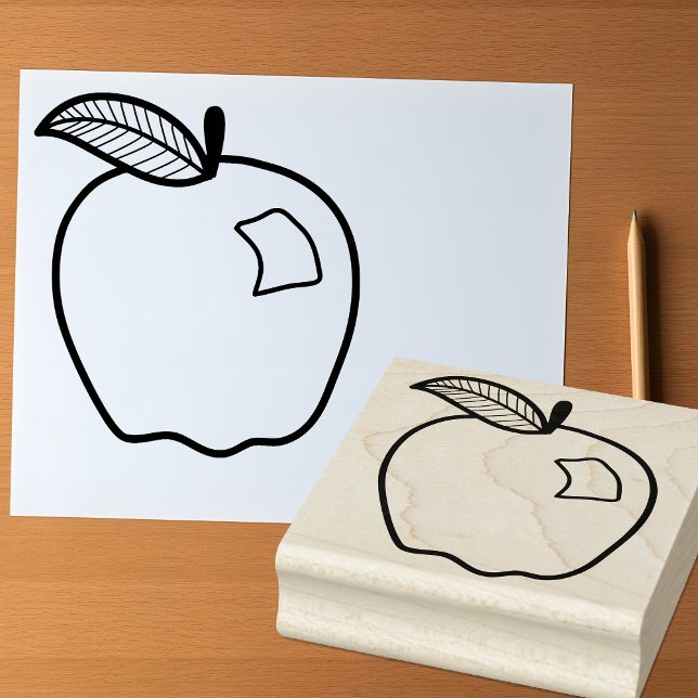 Line Art Apple for Crafts and Teachers Rubber Stamp (🍎 Stamp, color, and create with this apple design! 🎨)