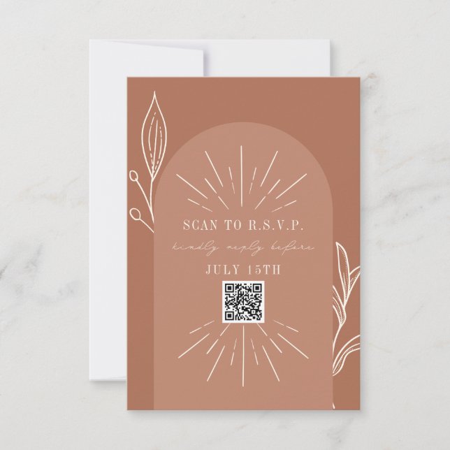 Line Art Arch Terracotta QR Code Scan To RSVP (Front)