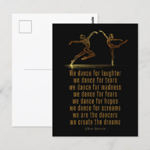 Line Art Ballet dancers and dance poem by Einstein Postcard