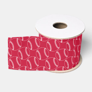 Line Art Baseballs, Red-Grosgrain Ribbon Grosgrain Ribbon