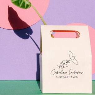 Line Art Bird Custom Handmade with love, Large   Rubber Stamp