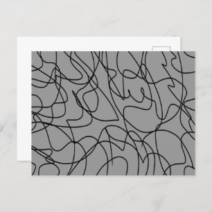 Line Art: Black on Grey Postcard