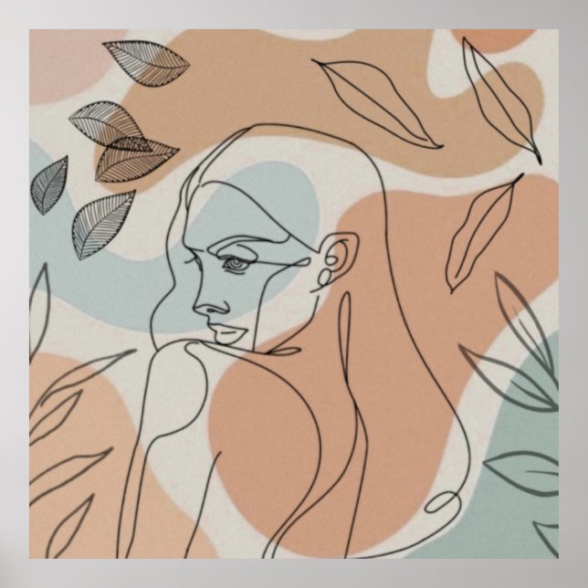 Line art boho woman poster (Front)