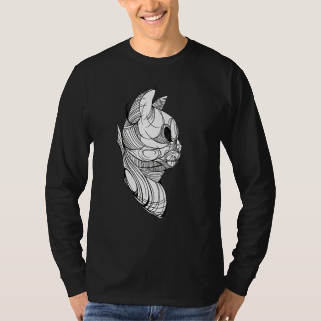 Line Art Cat Kitten Abstract Minimalistic Kitten M T-Shirt (Front)