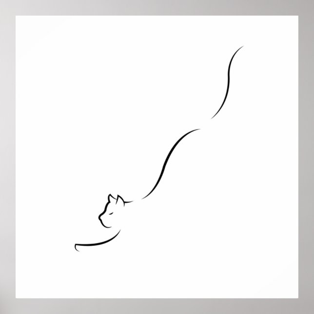 Line art Cat - line drawing cat minimalistic Poster (Front)