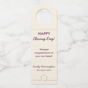 Line Art Closing Day Plum Real Estate Agent Bottle Tag
