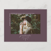 Line Art Dark Purple Graduate Photo Announcement