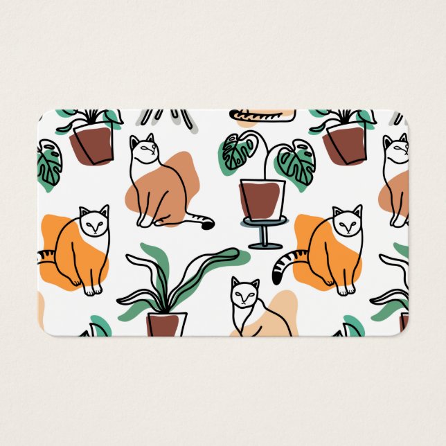 Line art drawing cats and flowers (Front)