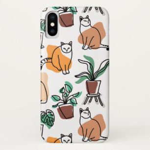 Line art drawing cats and flowers Case-Mate iPhone case