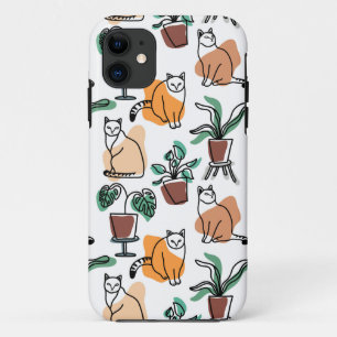 Line art drawing cats and flowers Case-Mate iPhone case