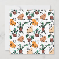 Line art drawing cats and flowers