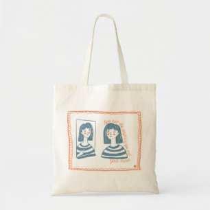 Line art drawing girl  tote bag