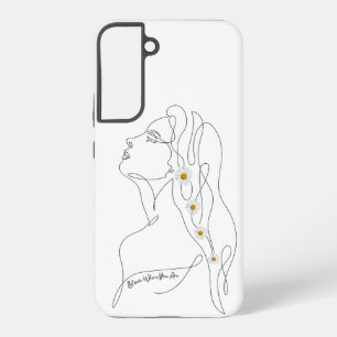 Line Art drawing of woman - Bloom where you are Samsung Galaxy Case