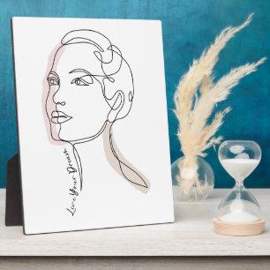 Line Art drawing of woman - Live your dreams Plaque