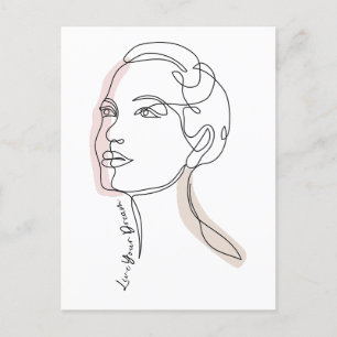 Line Art drawing of woman - Live your dreams Postcard