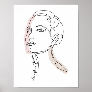 Line Art drawing of woman - Live your dreams Poster