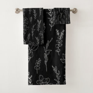Line Art Eucalyptus Pattern  Bath Towel Set