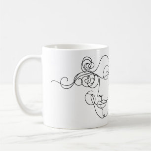 Line Art Face Mug Minimalist Swirl Coffee Cup