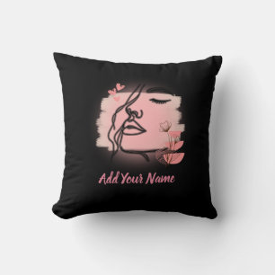 Line art Face Throw Pillow