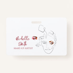Line art Fashion make up, make up artist branding ID Badge