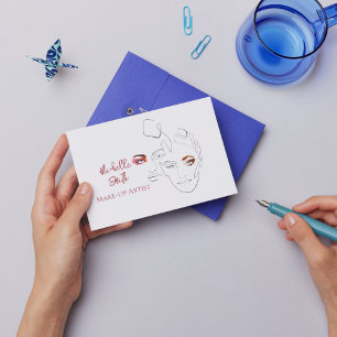 Line art Fashion make up, make up artist branding Postcard