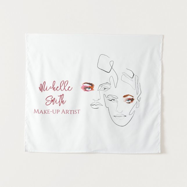 Line art Fashion make up, make up artist branding Tapestry (Front (Horizontal))