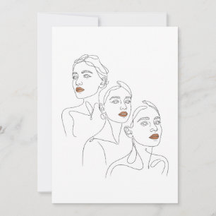 Line Art Female Trio Invitation