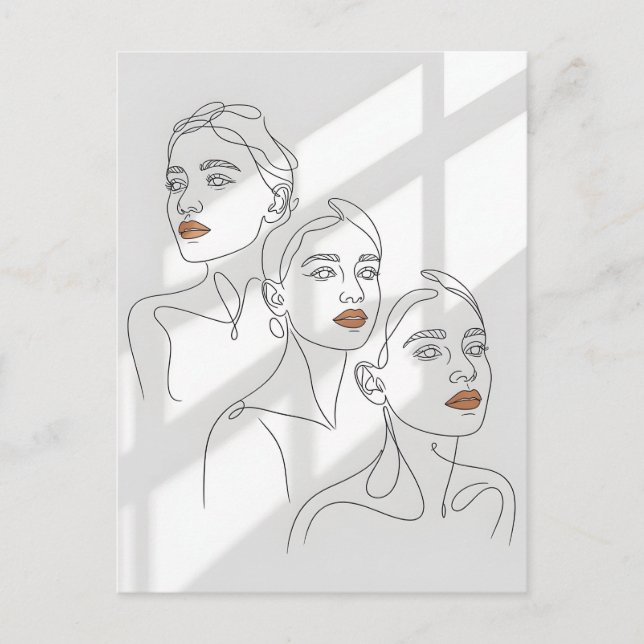 Line Art Female Trio Postcard (Front)