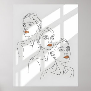 Line Art Female Trio Poster