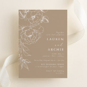 Line Art Floral Elegant Wedding Invitation