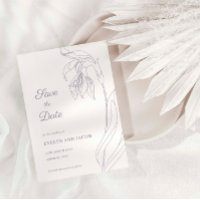 Line Art flower arch Lavender Save the Date