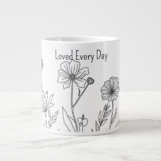 Line Art Flower for Mom Modern Floral Gift Large Coffee Mug