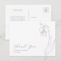 Line art flower Lavender Thank You postcard