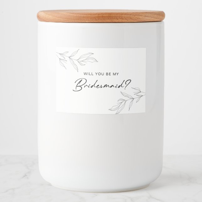 Line Art Foliage Bridesmaid Candle Label (Front)
