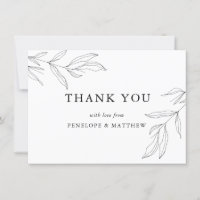 Line Art Foliage Leaf Thank you Card