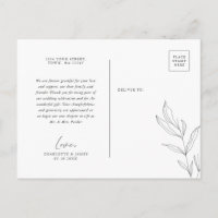 Line Art Foliage Leaf Thank You postcard
