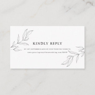 Line Art Foliage Leaf Website RSVP Enclosure Card