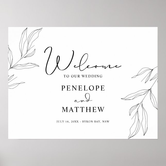 Line Art Foliage Leaf Welcome Sign (Front)