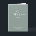 Line Art Foliage Sage Her Vows Card<br><div class="desc">Designed to coordinate with our Line Art Foliage Collection, this customisable matching her vows card features elegant line drawing of foliage leaves with a classic font on sage green colour background. This is a minimalist and elegant wedding suite. Vow messages can be added inside the card. For more advanced customisation...</div>