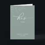 Line Art Foliage Sage His Vows Card<br><div class="desc">Designed to coordinate with our Line Art Foliage Collection, this customisable matching his vows card features elegant line drawing of foliage leaves with a classic font on sage green colour background. This is a minimalist and elegant wedding suite. Vow messages can be added inside the card. For more advanced customisation...</div>