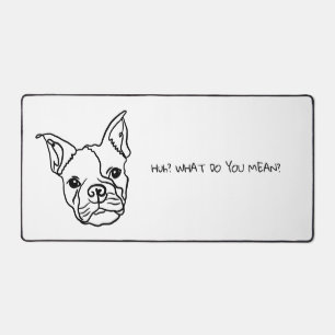 Line Art Frenchie: Your Customised Text Here Desk Mat